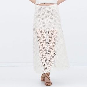 Eyelet Lace Midi Skirt